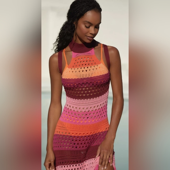 Anthropologie Crochet Halter Cover-Up Dress - Picture 3 of 4